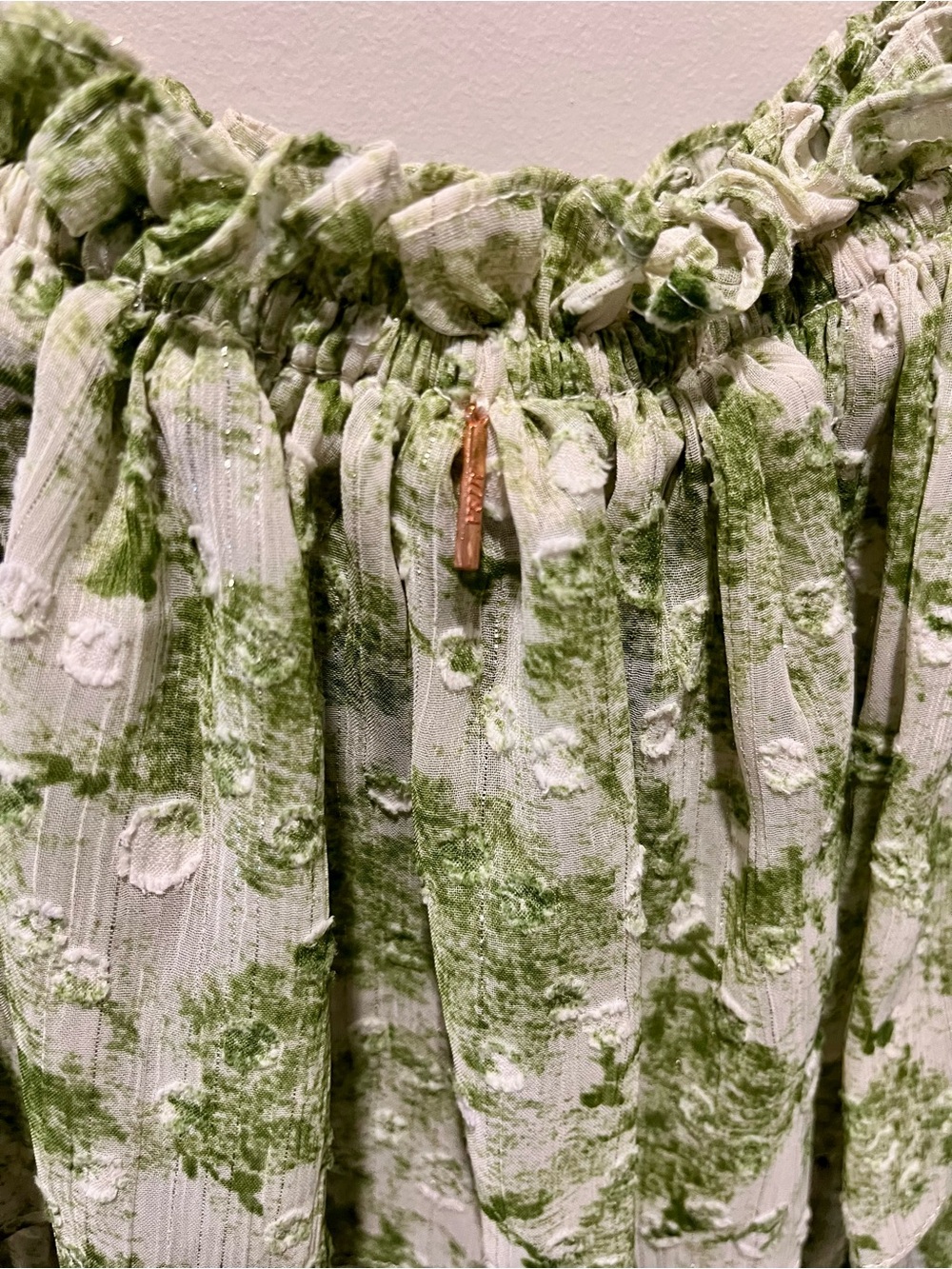 Misa Los Angeles Green Floral Off-Shoulder Tiered Maxi Fairy Cottagecore - Picture 8 of 8